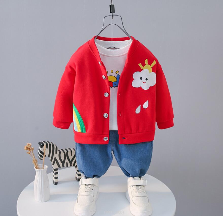 2022 spring boys' suit rainbow cardigan children's wear Korean jeans rainbow long sleeve coat wholesale three piece set, Sky blue
2022 spring boys' suit rainbow cardigan children's wear Korean jeans rainbow long sleeve coat wholesale three piece set, Sky blue