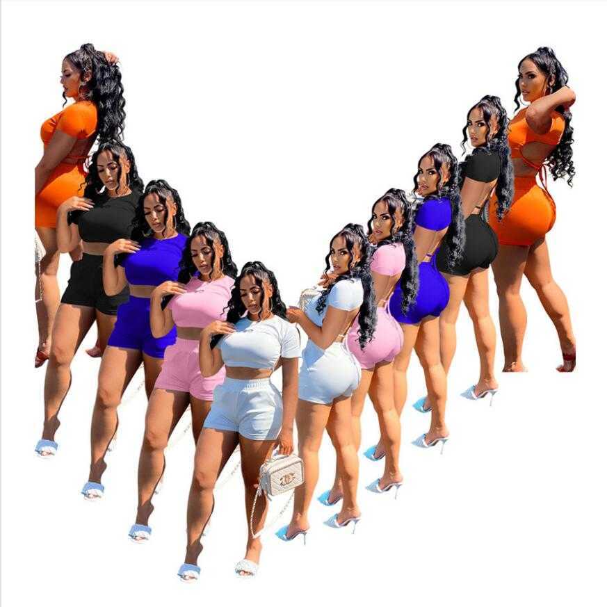 Solid Two 2 Piece Sets Women Tracksuits Summer Outfit Streetwear Backless Short Sleeve Crop Top Pocket Shorts Sexy Girls Jogging Suits, Orange
Solid Two 2 Piece Sets Women Tracksuits Summer Outfit Streetwear Backless Short Sleeve Crop Top Pocket Shorts Sexy Girls Jogging Suits, Orange