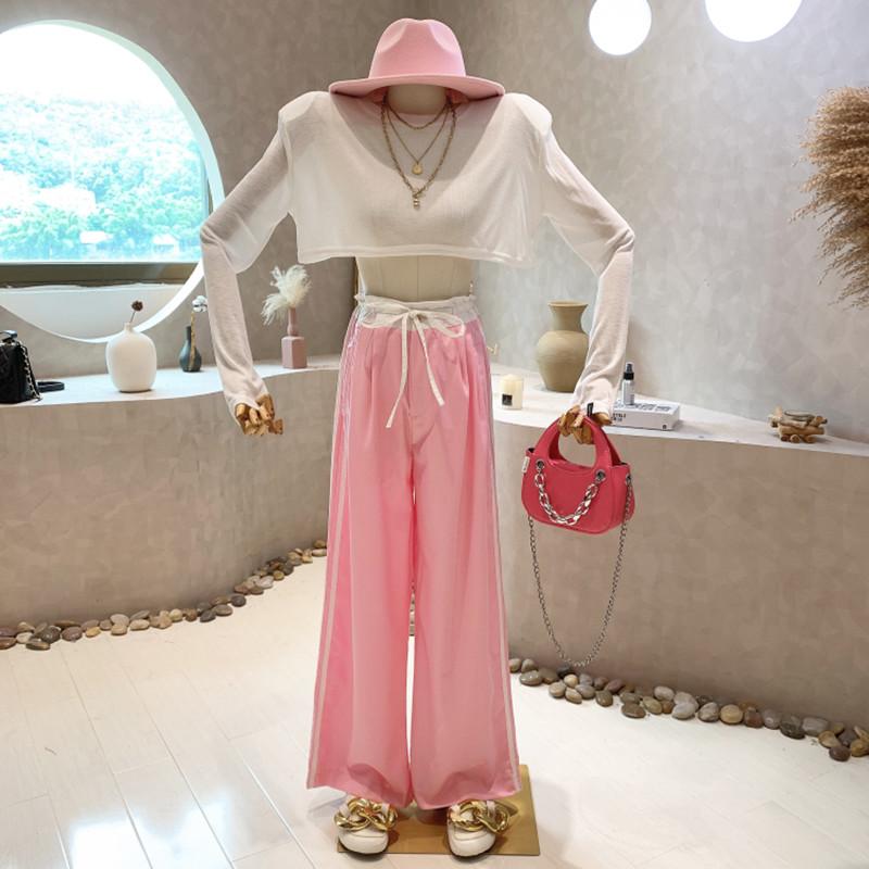 Women's Two Piece Pants Niche Design Women 2022 Summer Solid Color Knitted Sunscreen Short Cardigan High Waist Wide Leg Lace Up Pant SetWome, White
Women's Two Piece Pants Niche Design Women 2022 Summer Solid Color Knitted Sunscreen Short Cardigan High Waist Wide Leg Lace Up Pant SetWome, White