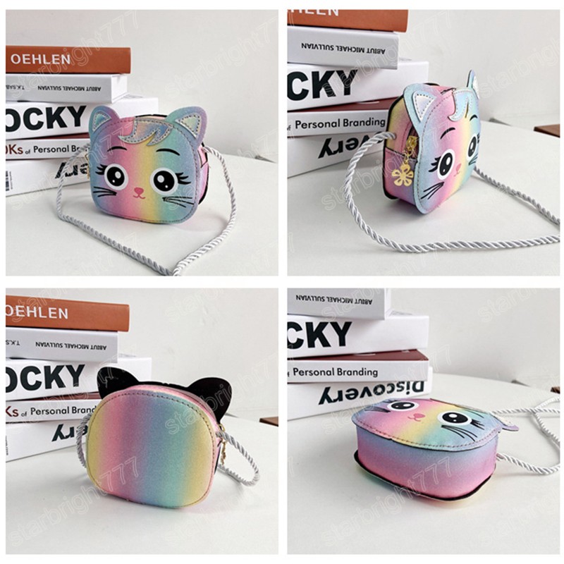 Colorful Children's Mini Shoulder Bags Cute Cartoon Cat Baby Girls Accessories Messenger Bag Kids Pu Leather Coin Purse Handbags