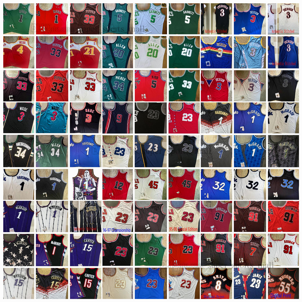 Dense Embroidery Retro Mitchell&Ness Basketball Jerseys Ray Iverson Rose Kukoc Pippen Rodman Garnett Pierce Antetokounmpo Durant Irving James Kidd Another Wade, Choose number on picture
Dense Embroidery Retro Mitchell&Ness Basketball Jerseys Ray Iverson Rose Kukoc Pippen Rodman Garnett Pierce Antetokounmpo Durant Irving James Kidd Another Wade, Choose number on picture