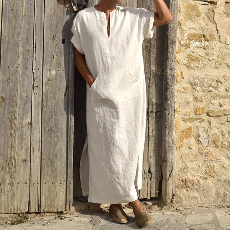 Men's Sleepwear Deep V-neck Men Robe Short Sleeve Solid Color Side Split Loose Traditional Clothing Vintage Loungewear -4XLMen's, White
Men's Sleepwear Deep V-neck Men Robe Short Sleeve Solid Color Side Split Loose Traditional Clothing Vintage Loungewear -4XLMen's, White