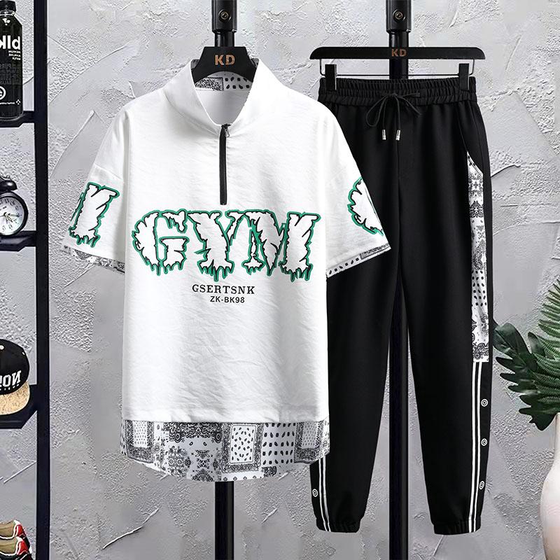 Men's Tracksuits Summer Men's 2Pcs Sets Fashion Tracksuit Short Sleeve T-Shirts And Full Length Pants Suit Casual Youth Top Tees&Tro, Black
Men's Tracksuits Summer Men's 2Pcs Sets Fashion Tracksuit Short Sleeve T-Shirts And Full Length Pants Suit Casual Youth Top Tees&Tro, Black