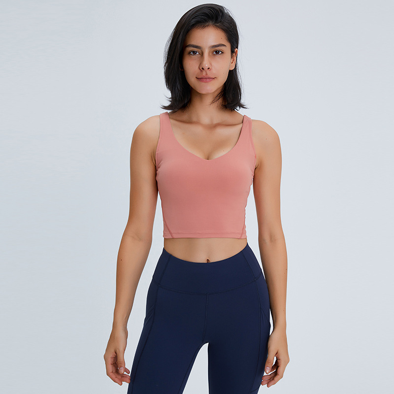 NWT Sports Butter Soft Yoga Fitness Bra Run Tops Sexy Back Stretchy Workout Athletic Vest Tank Shockproof 220325