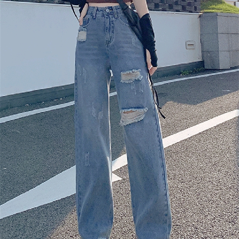 Syiwidii Jeans for Women Y2k Baggy Wide Leg Jeans Ripped Boyfriend High Waisted Distressed Jeans Streetwear Vintage Denim Pants 220815