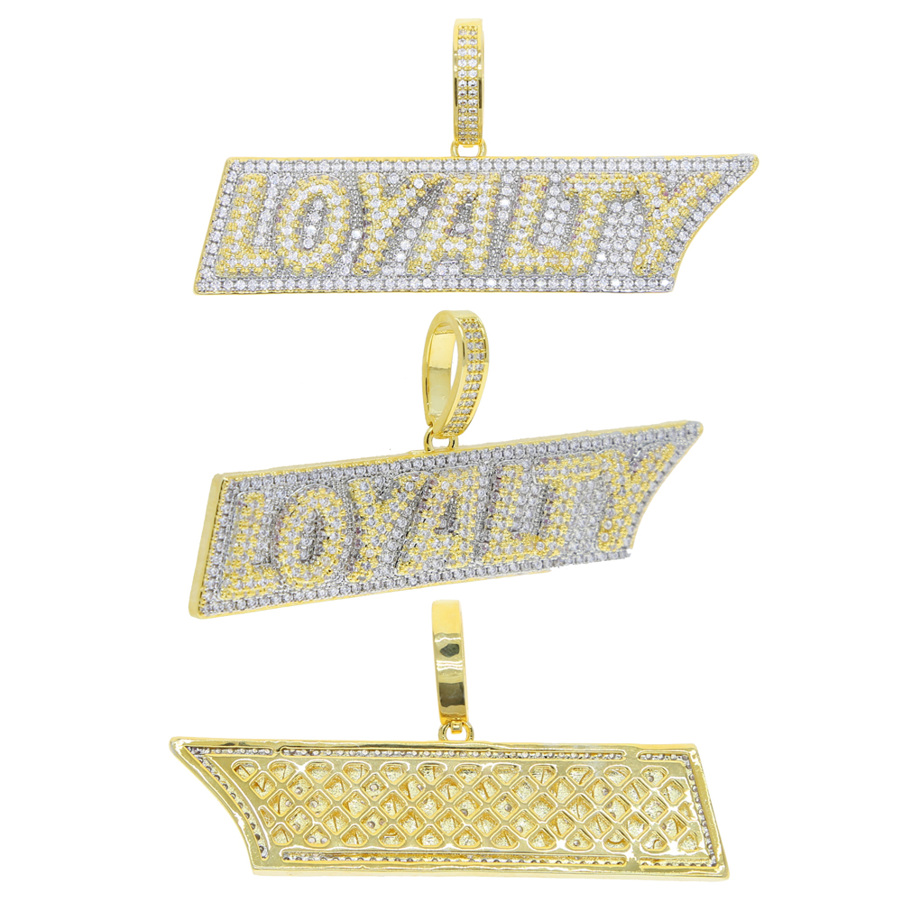 Full Iced Out Bling Pendant 5A Cubic Zirconia CZ Initial Letter Loyalty Charm Necklace Personalized Hip Hop Men Boy Rock Jewelry