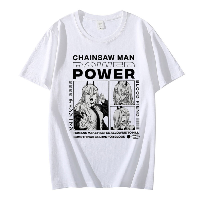 Chainsaw Man Denji Power Anime Fashion Prints Oversized T-shirt Women/Men T-shirts with Short Sleeves Casual Streetwear Tops 220616