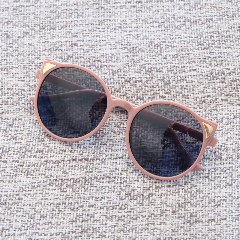 Kids Lovely Animal Design Sunglasses Big Round Cat Eyes Frame Cute Ears Glasses 6 Colors Wholesale Z260305