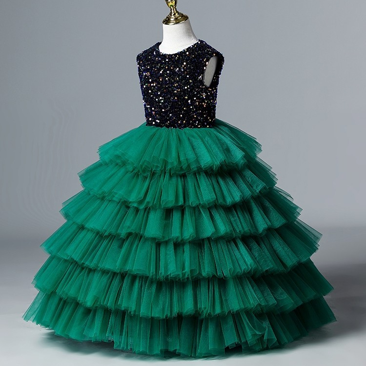 Adorable Green Ball Gown Wer Girl Dresses Princess Sheer Long Sleeves Appliques Jewel Neck Toddler Birthday Party Gowns 403 6660311