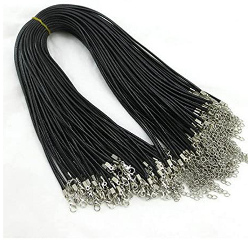 45cm 60cm Black 15mm 20mm Wax Rope Lobster Clasp Chains for Necklace Lanyard Jewelry Pendant Cords Making ACC8544990