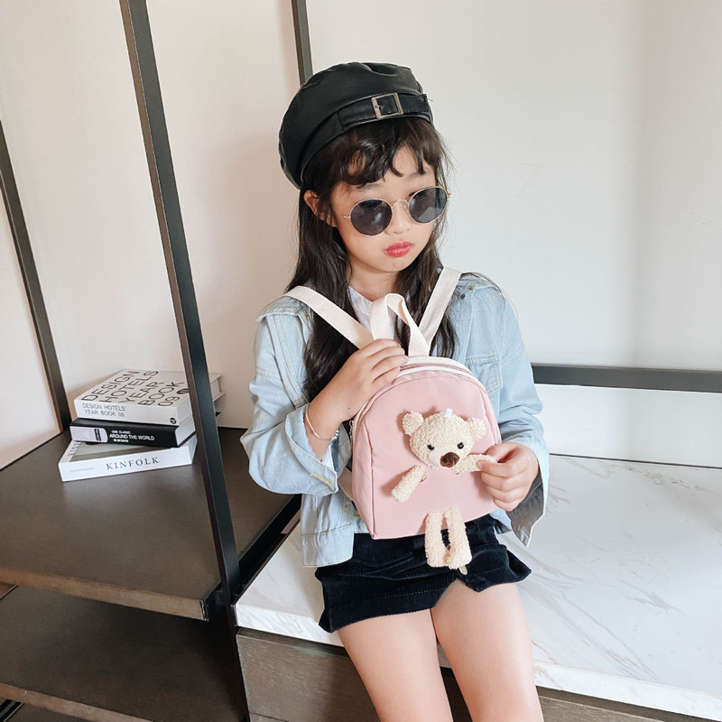 Korean Version of Children s Plush Bear Bag Backpack Cute Cartoon Small Boys and Girls Toddler School 220630