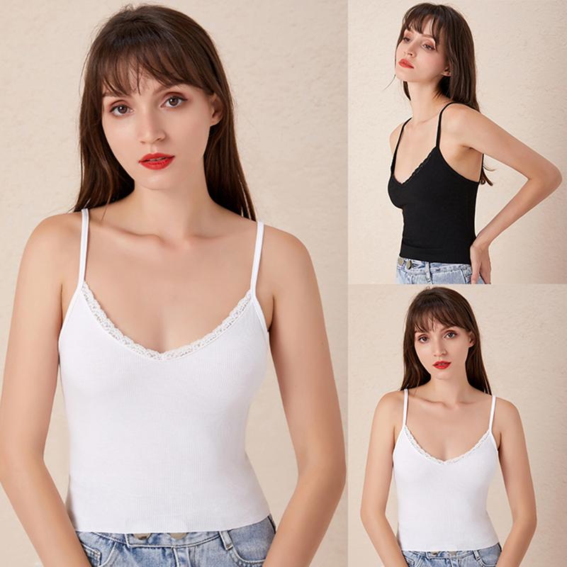 Women' Tanks & Camis Women Lace Trimming Tops Femal V-neck Lightweight Ribbed Vest Top With Spaghetti Straps Summer Fashion, White
Women' Tanks & Camis Women Lace Trimming Tops Femal V-neck Lightweight Ribbed Vest Top With Spaghetti Straps Summer Fashion, White