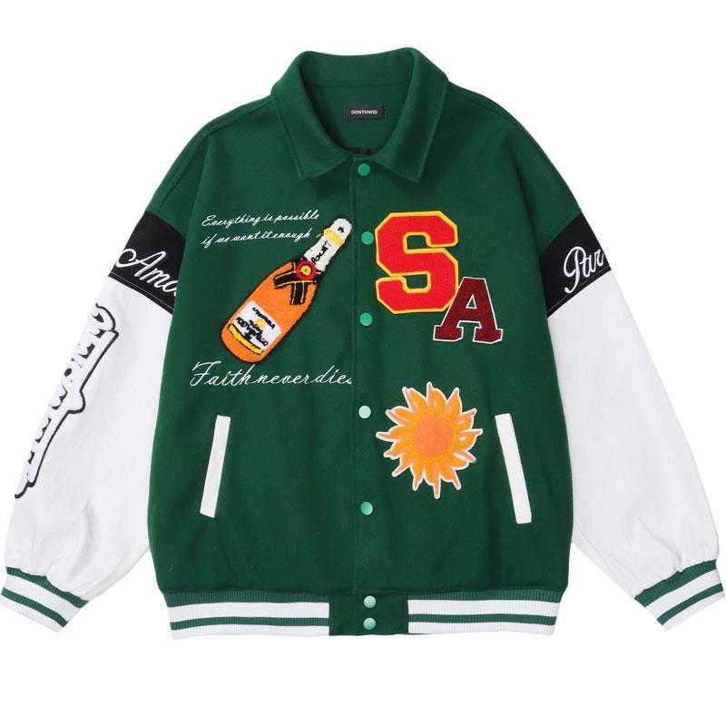 Men's Jackets Mens Varsity Baseball Bomber Jacket Vintage Embroidery Letter Skull Patchwork Coat 2022 Unisex Harajuku Uniform Green, Black
Men's Jackets Mens Varsity Baseball Bomber Jacket Vintage Embroidery Letter Skull Patchwork Coat 2022 Unisex Harajuku Uniform Green, Black