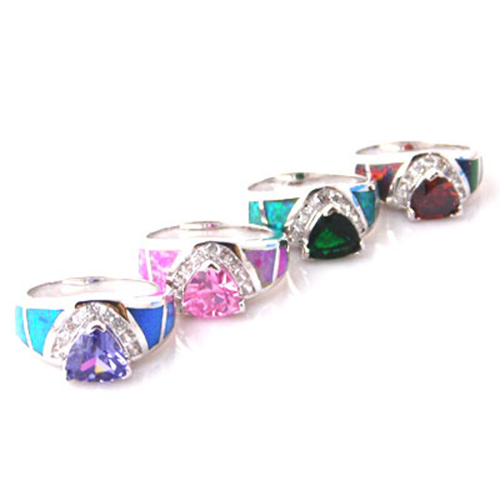 fashion opal rings fire opal with Garnet red stone OR026-5