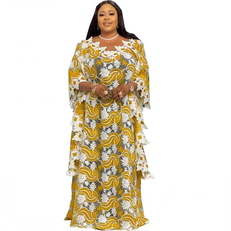 Ethnic Clothing Dashiki African Dresses For Women Africa Muslim Long Dress High Quality Sleeve Fashion Lace Lady