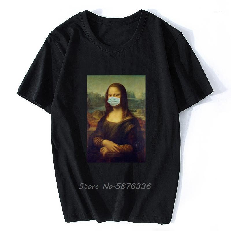 Men' T-Shirts Casual Short Sleeves Tops T-shirt Female Clothing Summer Spoof Mona Lisa Print T Shirts Women Aesthetics Funny, Dark gray1