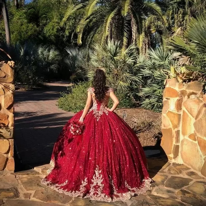 Vestido Elegant De Anos Bury Ball Gown Quinceanera Dresses Gold Beads Backless Sweet Dress Pageant Gowns s
