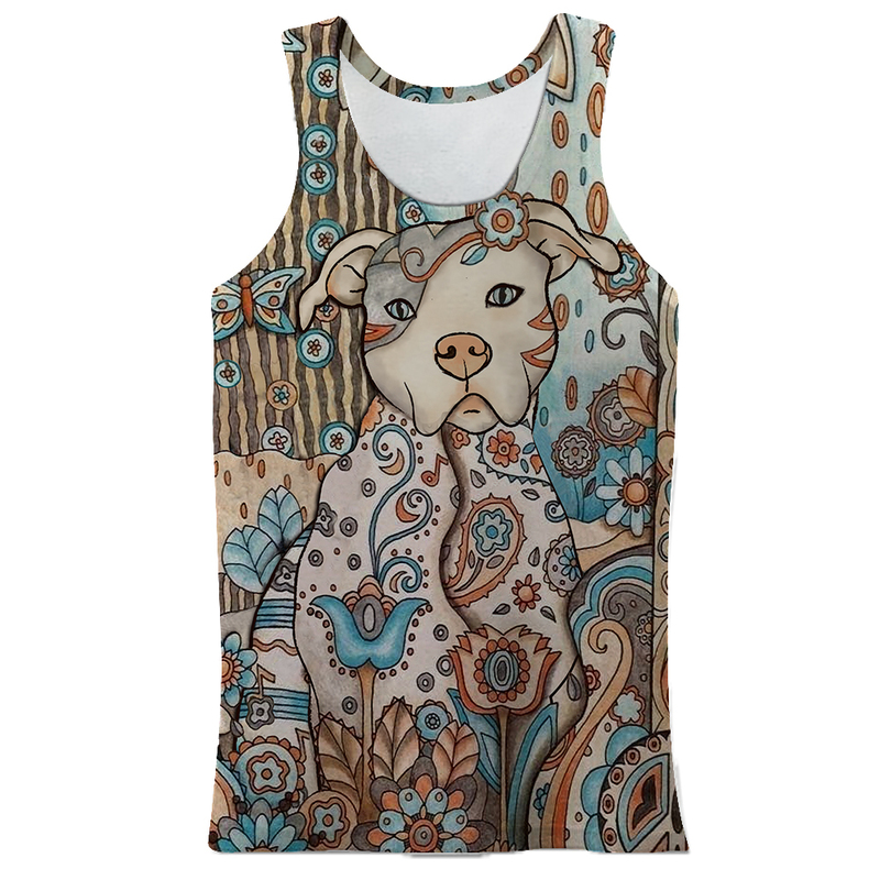 Summer 3D Print Men's Vest Dog Pattern Bodybuilding Fitness Clothing masculina Sleeveless vest S-7XL 220331