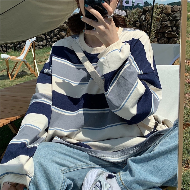Woman Tshirts Striped Tshirt Womens LongSleeved Loose Top Autumn Clothes Ropa Mujer Camisetas 220813, Orange
Woman Tshirts Striped Tshirt Womens LongSleeved Loose Top Autumn Clothes Ropa Mujer Camisetas 220813, Orange