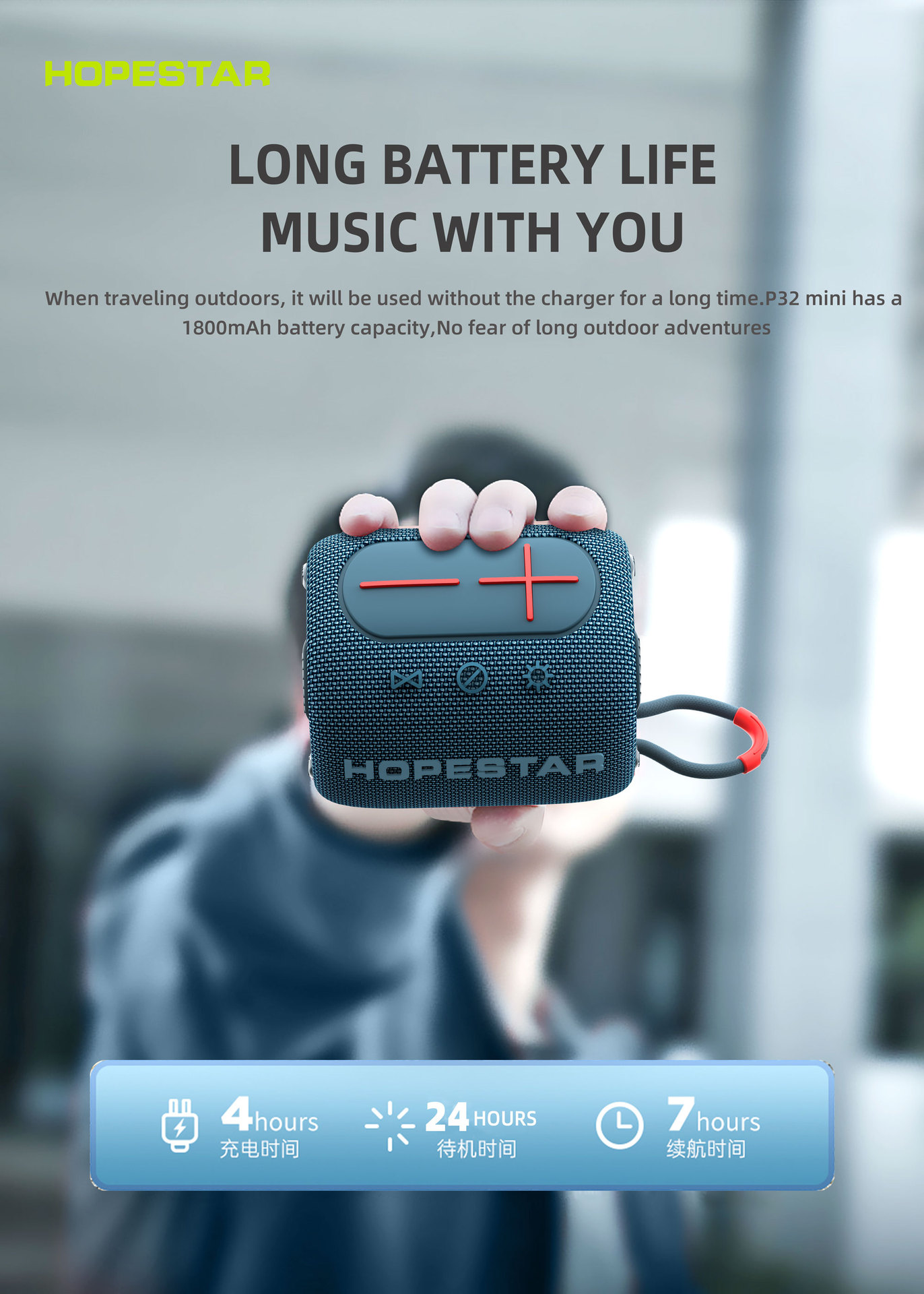 Outdoor USB Portable Waterproof 5w TF Card FM Radio Stereo Bass Led Light P32 Mini Wireless Speaker