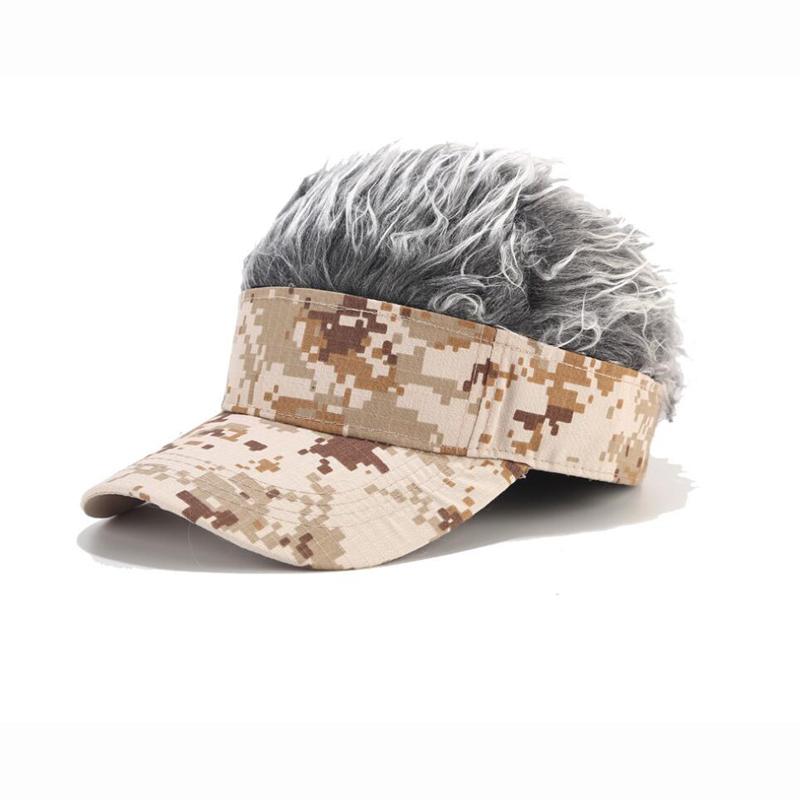 

Berets Men Women Novelty Hip Hop Beanie Camouflage Hat With Spiked Fake Hair Funny Retro Short Melon Wig Skull Landlord Cap Props