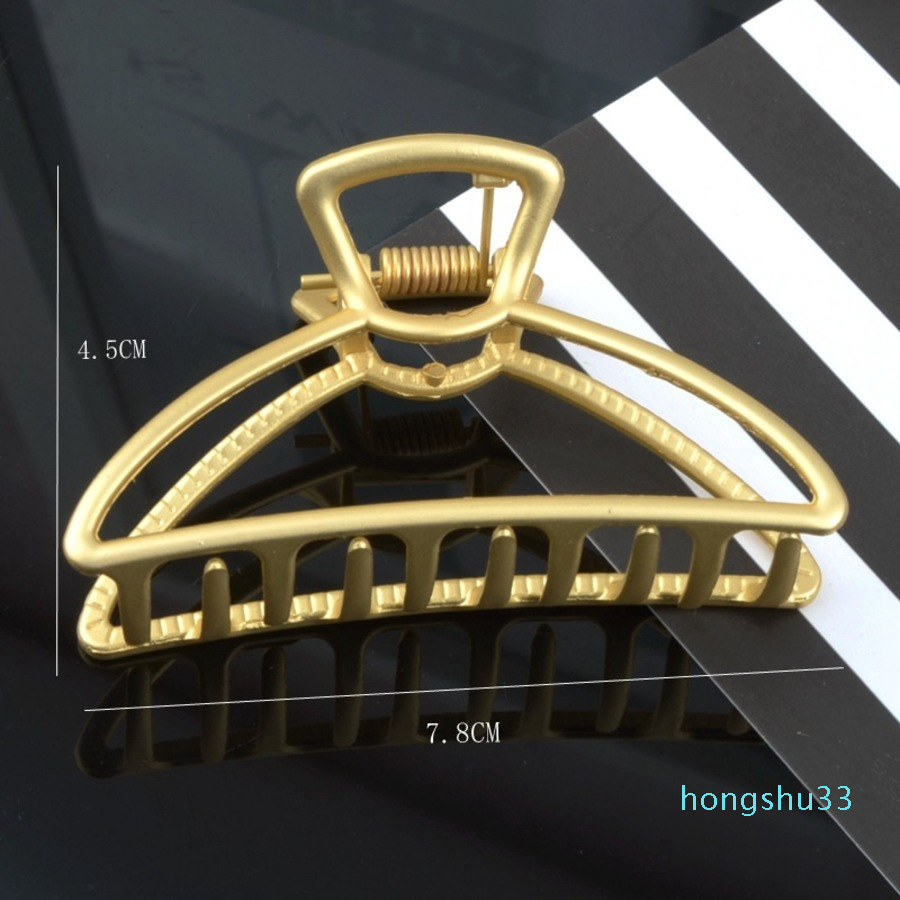 2022 New fashion Korean Style Metal Pearl Geometric Hairpin Large Clip Back of Head Claw Headdress Hair Ornament