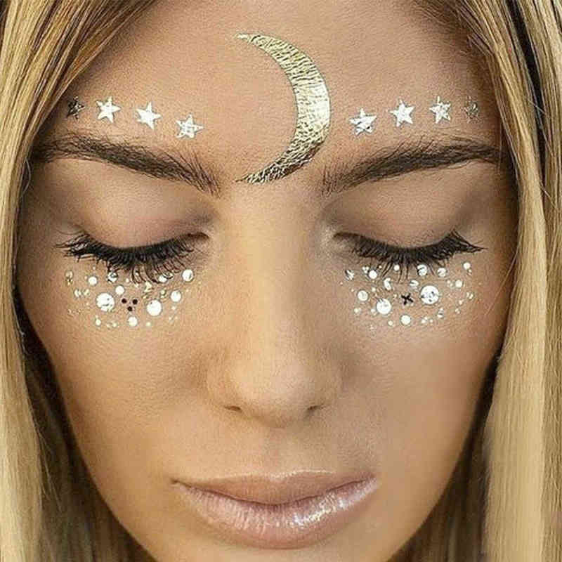 NXY Temporary Tattoo New Gold Face Waterproof Blocked Freckles Makeup Stickers Eye Wholesale 0330