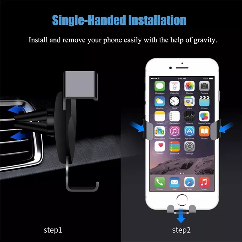 Universal Gravity Car Phone Holder, Car Air Vent Mount Clip Cell Holder No Magnetic Mobile Phone Stand Support Smartphone