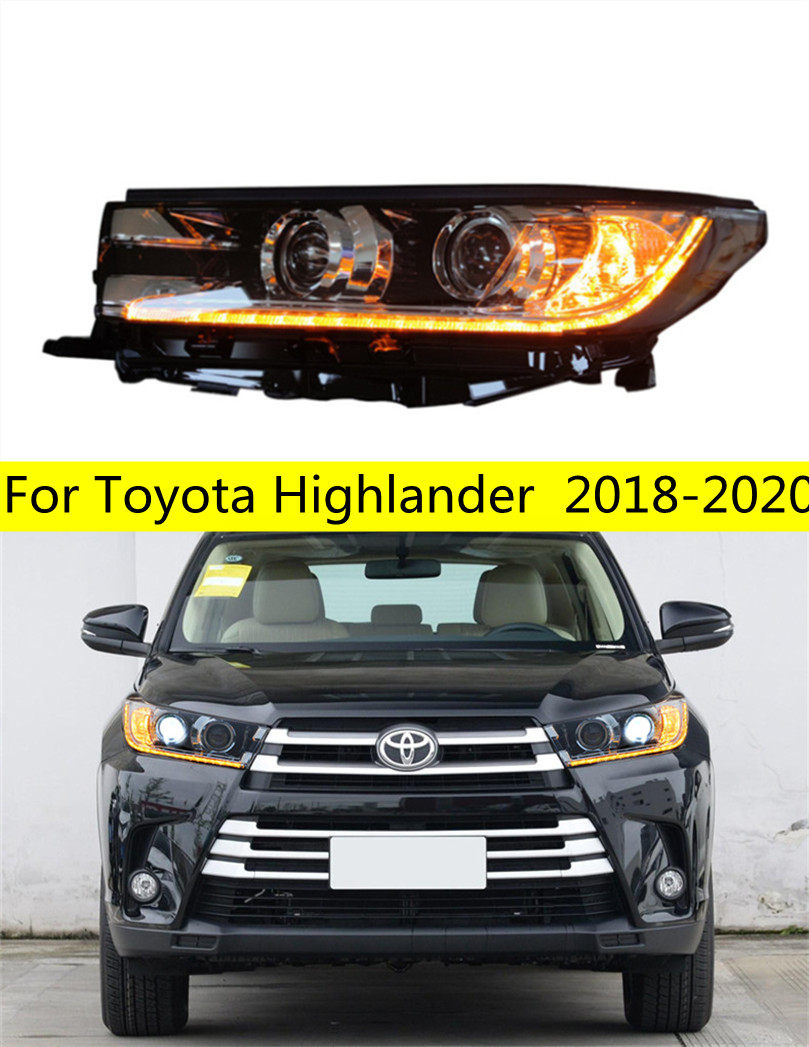 Car Lighting Accessories For Toyota Highlander LED Headlight 20 18-20 LED Turn Signal Angel High Beam Front Lamp