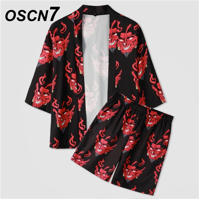 OSCN7 Men Clothes Set Summer Mens Party Suit Club Beach Track Suits Boardshorts Casual Print Shirts 2 Pcs Sets 005 220705