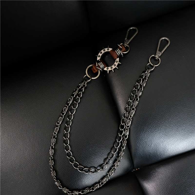 Men's Motorcyle Keychain Trucker Belt Chains Rock Gothic Punk Style Black Pants Trousers Jean Biker Wallet Key Ring Long BL07 220516