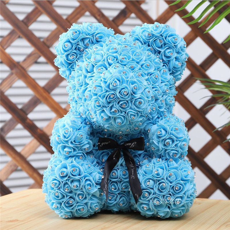 Diamond Rose Bear Eternal Artificial Roses Foam Roses Flower Diamonds bear rose Valentine's Day Romantic gifts Drop 220406