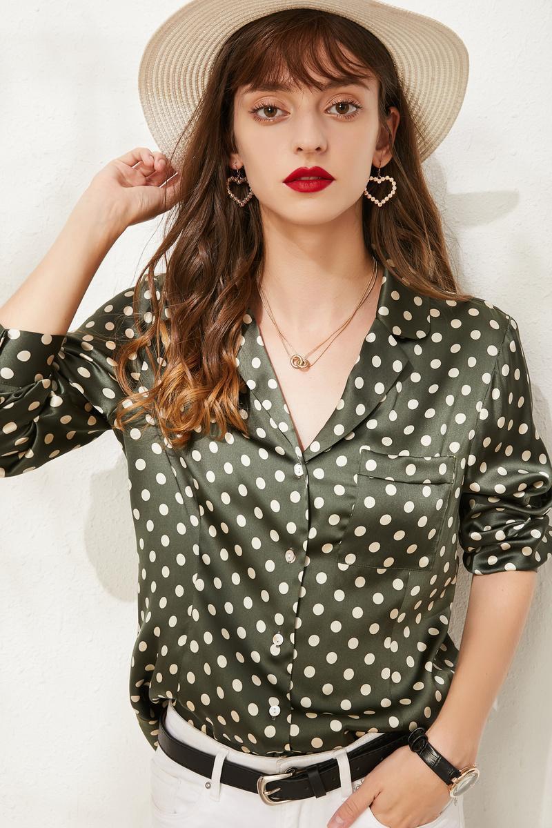 Women's Blouses & Shirts Quality Pure Silk Satin Pocket Top 95% Mulberry Women Long-Sleeve Dot Blouse L XL, Shown cs2952
Women's Blouses & Shirts Quality Pure Silk Satin Pocket Top 95% Mulberry Women Long-Sleeve Dot Blouse L XL, Shown cs2952