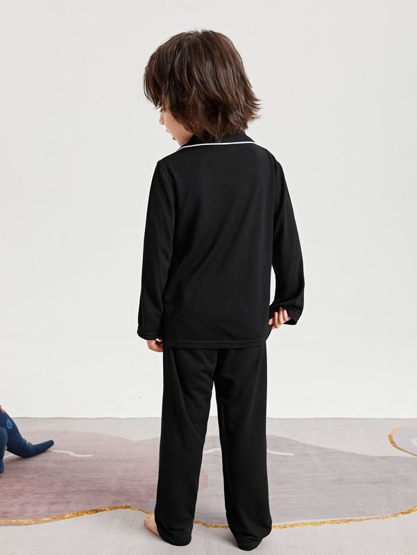 Toddler Boys Patched Pocket Contrast Piping Lounge Set SHE
