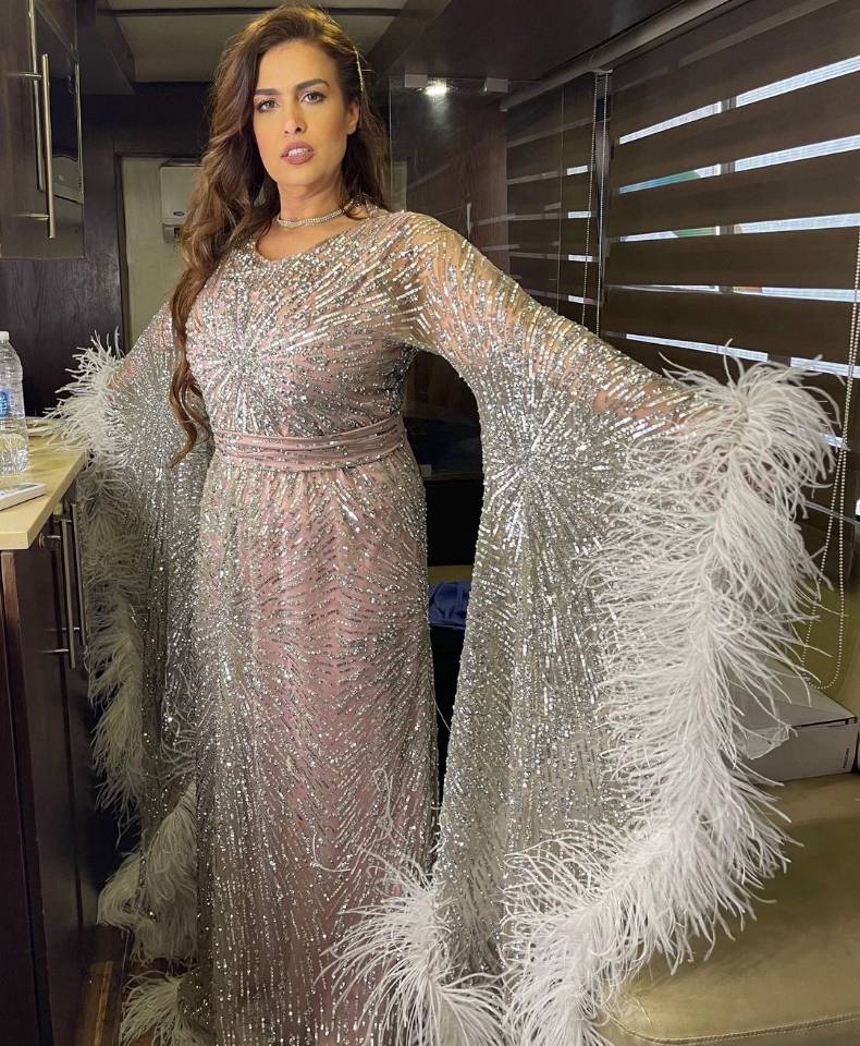 Elegant Feather Evening Dress Full Sleeve Sequined Beaded Dubai Women Sparkly Wear Custom Made Party Plus Size Prom Formal Gowns