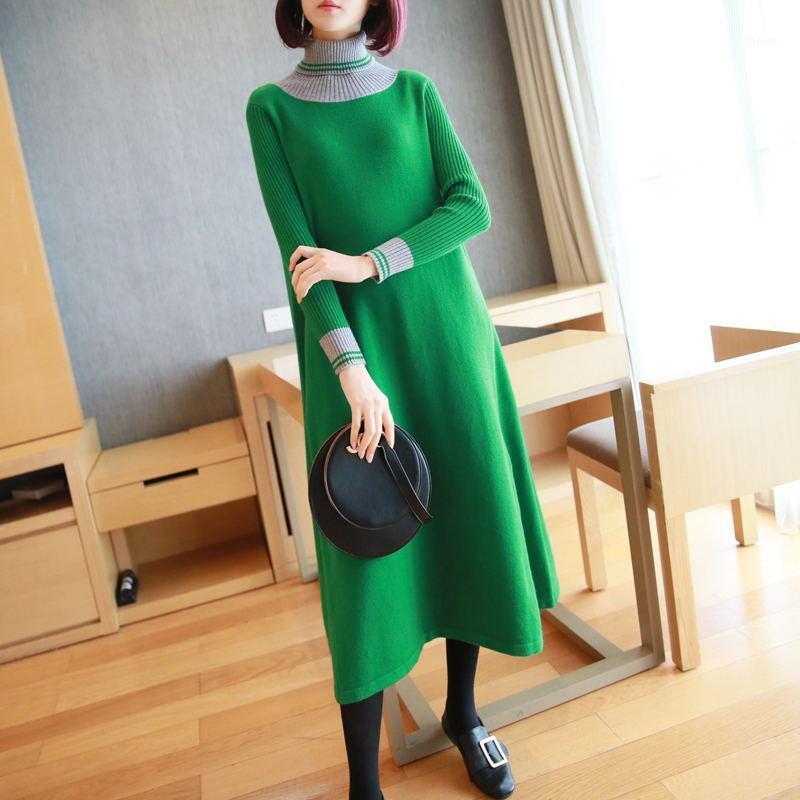 Casual Dresses Thick Warm 2022 Year Dress Women Turtleneck Long Sleeve Loose Knitted Sweater Ladies Black Green Knit Winter 
Casual Dresses Thick Warm 2022 Year Dress Women Turtleneck Long Sleeve Loose Knitted Sweater Ladies Black Green Knit Winter