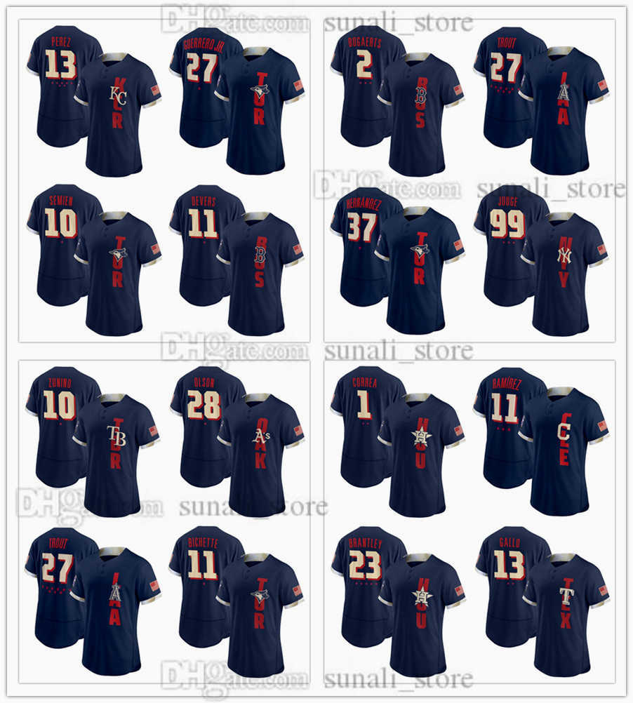 NCAA 2021 All-Star Game Baseball Jerseys Salvador Perez Vladimir Guerrero Jr. Marcus Semien Rafael Devers Xander Bogaerts Mike Trout Aaron Judge, Navy 
NCAA 2021 All-Star Game Baseball Jerseys Salvador Perez Vladimir Guerrero Jr. Marcus Semien Rafael Devers Xander Bogaerts Mike Trout Aaron Judge, Navy