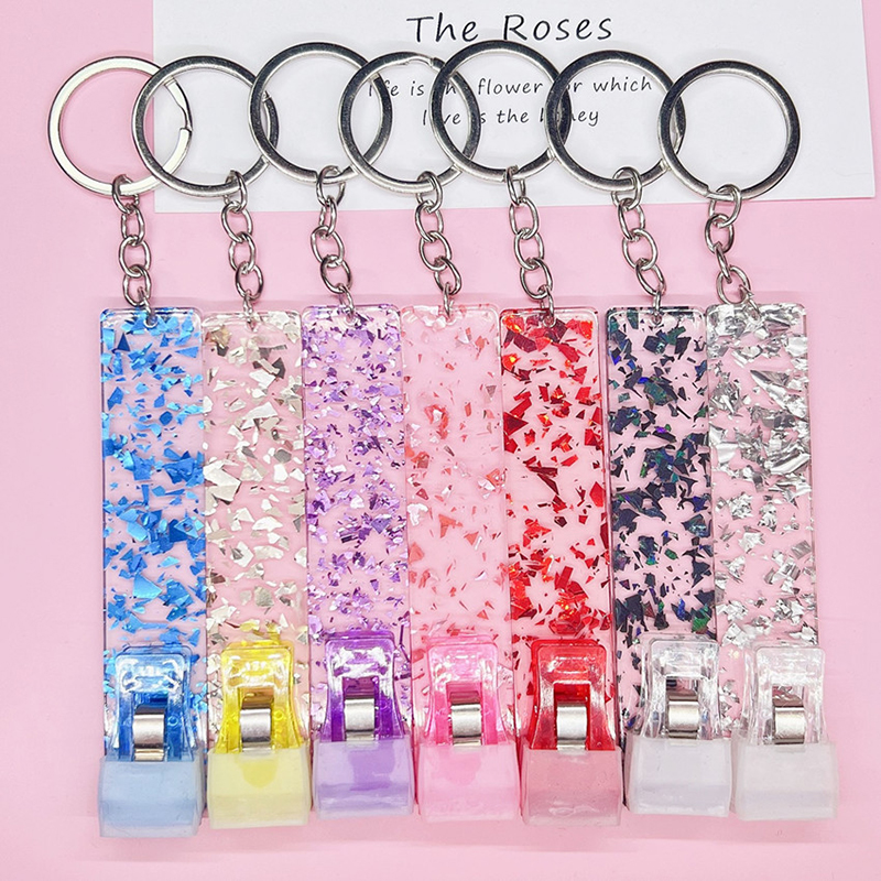 16CM Acrylic Card Puller Keychain Pendant Portable Contactless Grabber Card Keychains Keyring