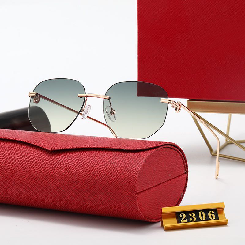Woman Luxury Designer Sunglasses Men Vintage Rimless Carter Glasses Big Oval Round Frame Driving Fishing Retro Shade Man Green Polarize Sunglasses Mens Eyeglasses