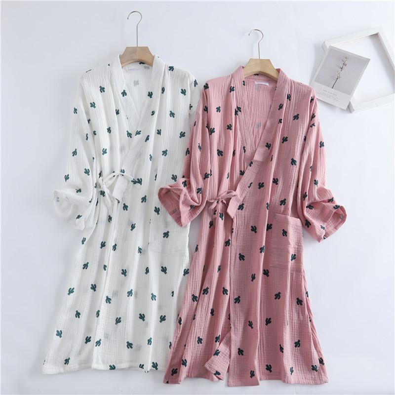 Women's Sleepwear Autumn Women's Cotton Kimono Robe Cactus Print Long Robes Women Home Clothes Gown For WomenWomen's, White
Women's Sleepwear Autumn Women's Cotton Kimono Robe Cactus Print Long Robes Women Home Clothes Gown For WomenWomen's, White