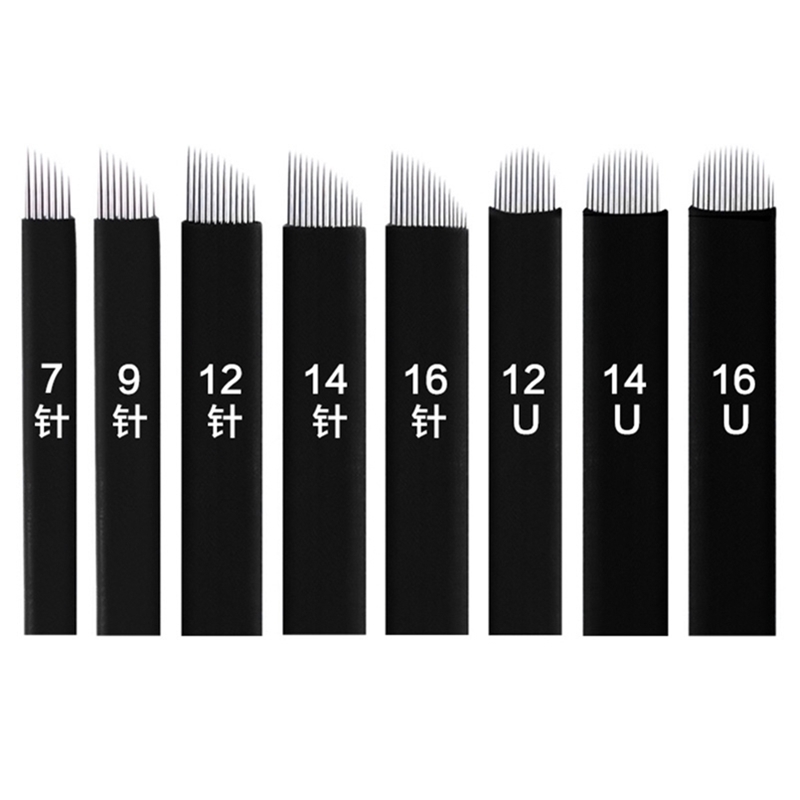 100pcs Black 018mm Lamina U SHape 9 12 14 16U 18U Microblading Needles for Permanent Makeup Supplies Manual Eyebrow Blades 210608
100pcs Black 018mm Lamina U SHape 9 12 14 16U 18U Microblading Needles for Permanent Makeup Supplies Manual Eyebrow Blades 210608