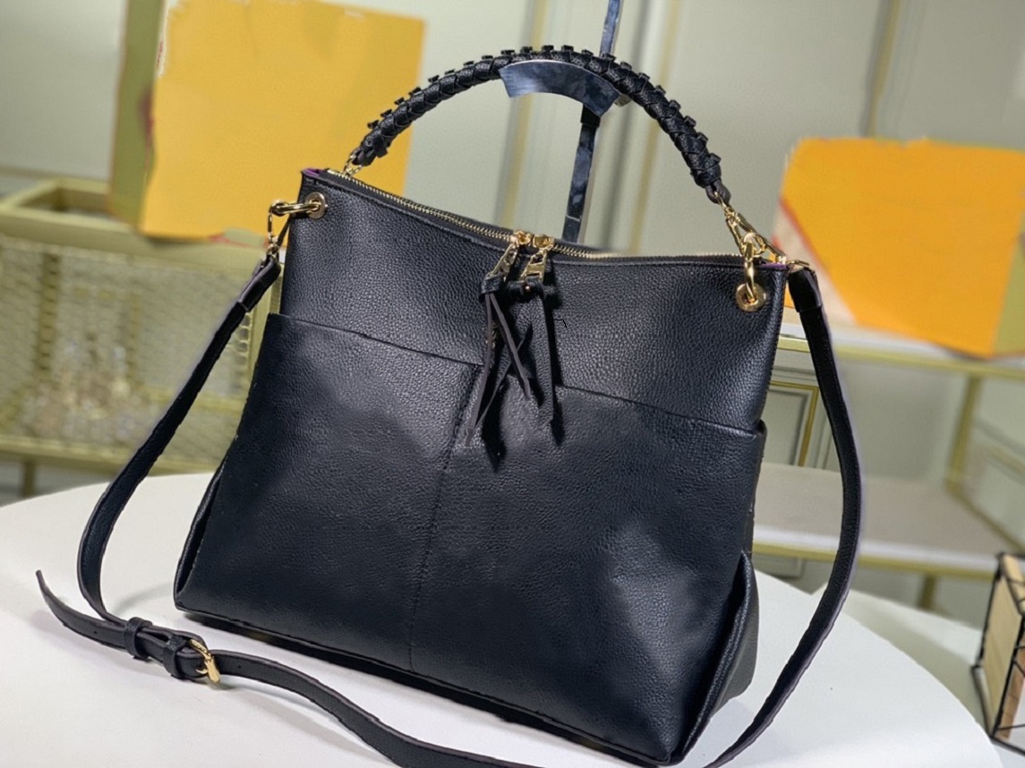 Maida Functional Zipped Hobo Bag Grained Leather Monograms Empreinte Braided Removable Handle Two Large Cross Body Shoulder Bag M45522 M45523