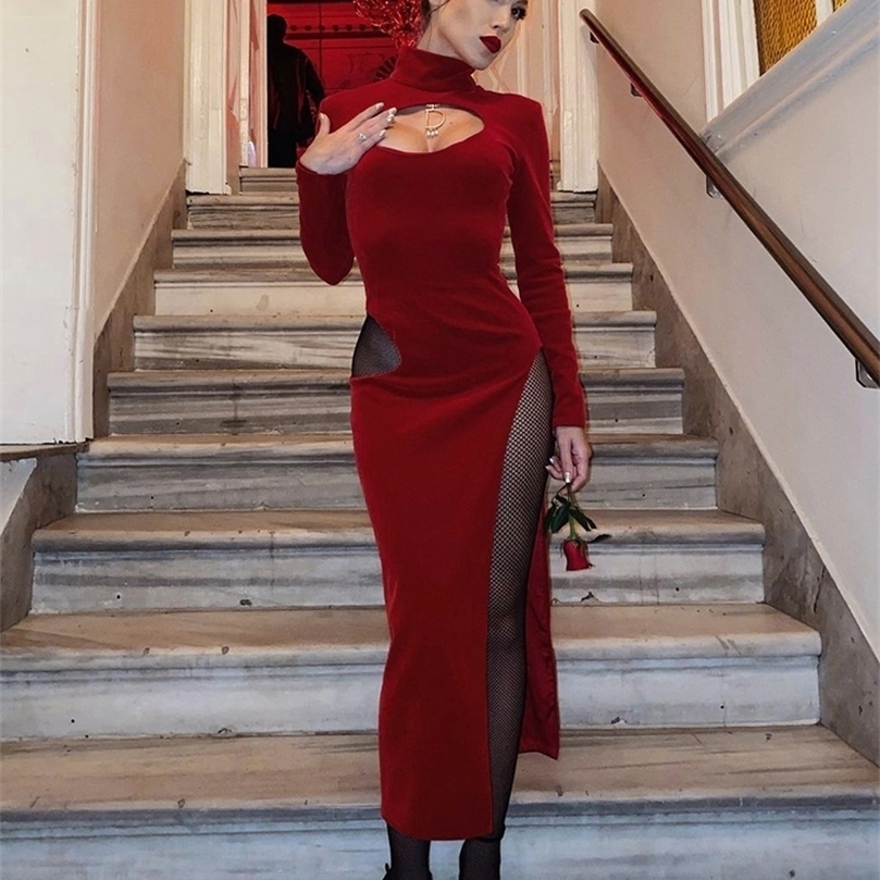 WannaThis Christmas Party Dress Women Velvet Hollow Out Turtleneck Sexy Side Split Elegant Red Midi Dresses For Woman 220607, Black
WannaThis Christmas Party Dress Women Velvet Hollow Out Turtleneck Sexy Side Split Elegant Red Midi Dresses For Woman 220607, Black