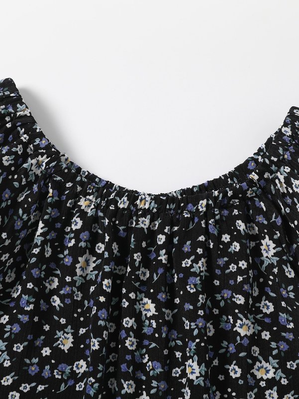 Girls Ditsy Floral Puff Sleeve Ruffle Hem Top & Shorts SHE