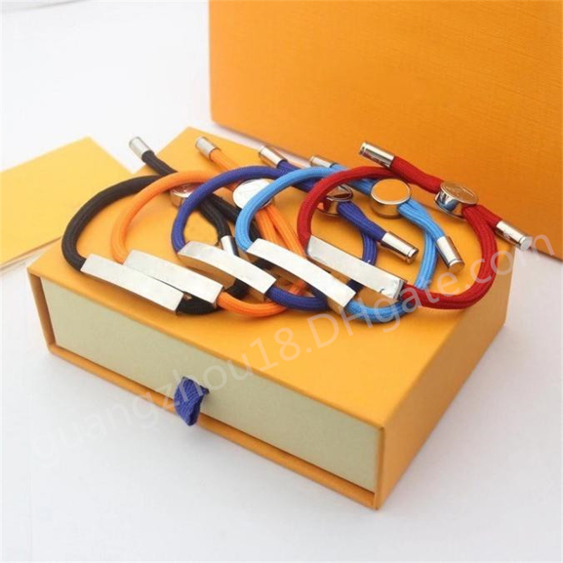 Fashion 4Colors Adjustable Titanium Steel and Corded Bracelet for Lovers With Gift Retail Box In Stock SL009