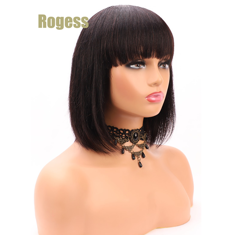 Fashion Mechanism Brazilian Human Hair Wig BOBO Micro Wave Beautiful and Generous Natural color Short Straight wigs