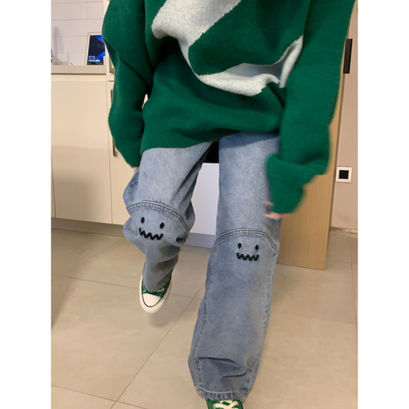 Plus Size Womens Jeans High Waist Straight Baggy Fashion Pants Streetwear Harajuku Vintage Casual Female Wide Leg Denim Trouser 220711