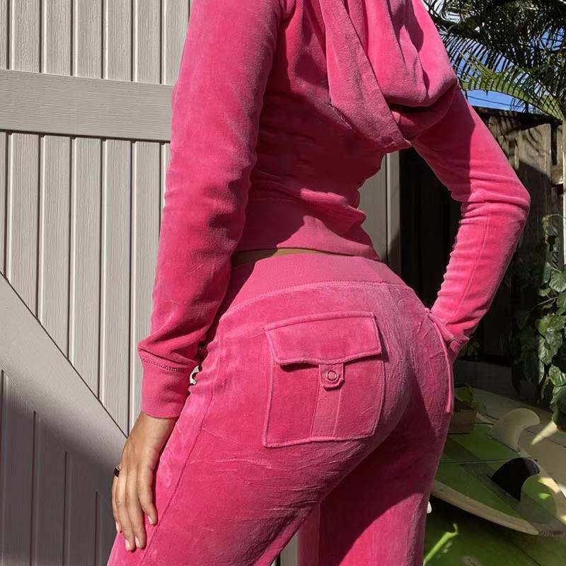 Velvet Jacket Hoodie Sweatshirts Harajuku Pockets Zip Up Crop Y2k Aesthetic Grunge Moletom Slim Autumn Clothes 220324