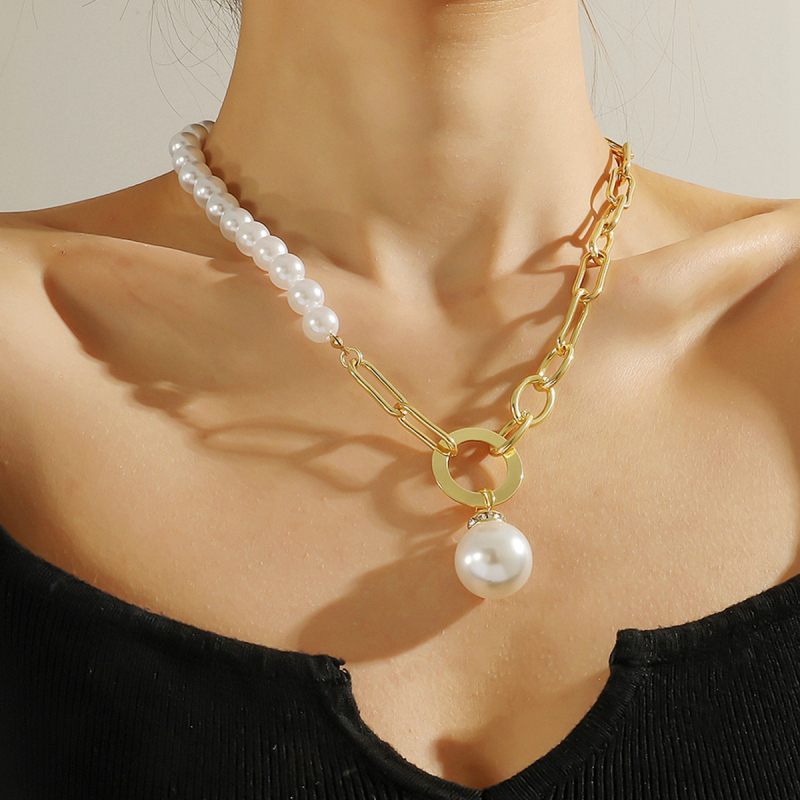 Multilayered Heart Lock Necklace Baroque Pearl Necklaces for Gift