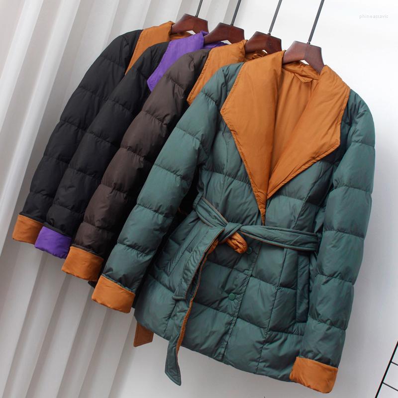 Women's Down & Parkas Women 90% White Duck Jacket Turn-Down Collar Office Lady Winter Outwear Sashes Fashion Lightweight Coat Phin22, Black purple s1260
Women's Down & Parkas Women 90% White Duck Jacket Turn-Down Collar Office Lady Winter Outwear Sashes Fashion Lightweight Coat Phin22, Black purple s1260